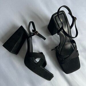 Zara Suede Heel Sandal New